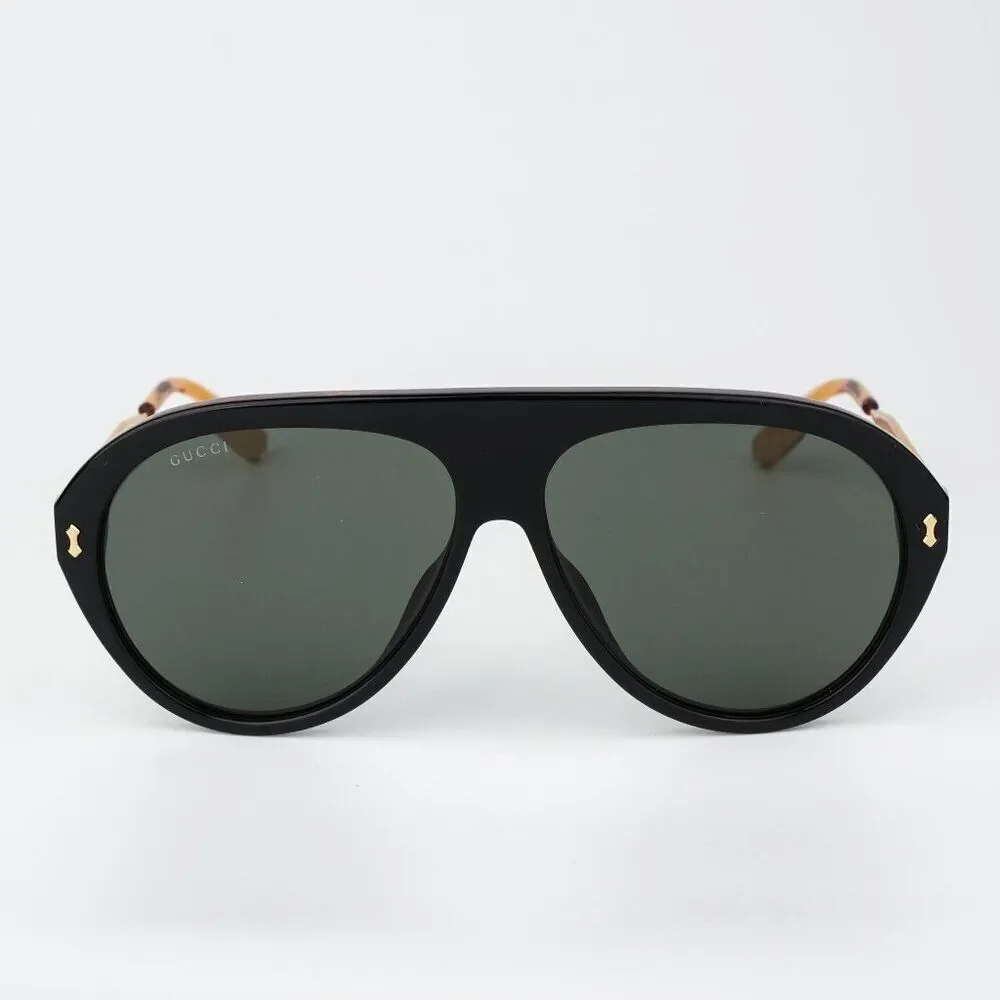 Gucci Men Sunglasses Black Gold Havana Grey Aviator GG1515S 001 BRAND NEW